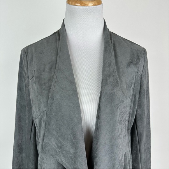 Kut From The Kloth Tayanita Gray Cascade Collar Faux Suede Jacket Size Small - Picture 2 of 14